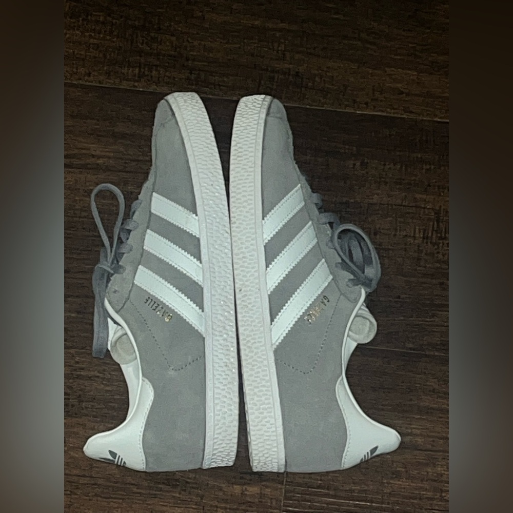 Adidas Boys GAZELLE SHOES Gray Sneakers with White Accents